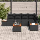 Garden Sofa Set with Cushion 6 pcs Black Poly Rattan - Side View