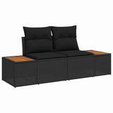 Garden Sofa Set with Cushion 6 pcs Black Poly Rattan - Top-Down View