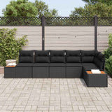 Garden Sofa Set with Cushion 6 pcs Black Poly Rattan - Side View