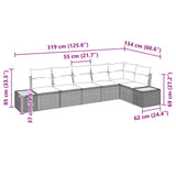 Garden Sofa Set with Cushion 6 pcs Black Poly Rattan - Low Angle