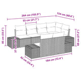 Garden Sofa Set with Cushion 7 pcs Black Poly Rattan - Low Angle