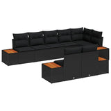 Garden Sofa Set with Cushion 8 pcs Black Poly Rattan - Front View