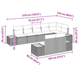Garden Sofa Set with Cushion 8 pcs Black Poly Rattan - Low Angle