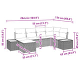 Garden Sofa Set with Cushion 6 pcs Black Poly Rattan - Extra Image