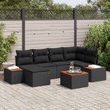 Garden Sofa Set with Cushion 7 pcs Black Poly Rattan