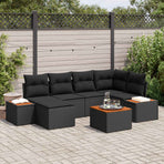 Garden Sofa Set 7 pcs Black Poly Rattan