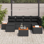 Garden Sofa Set 7 pcs Black Poly Rattan
