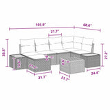 Garden Sofa Set with Cushion 7 pcs Black Poly Rattan - Extra Image