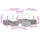 Garden Sofa Set with Cushion 7 pcs Black Poly Rattan - Extra Image