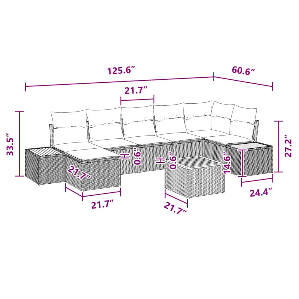 Garden Sofa Set with Cushion 8 pcs Black Poly Rattan