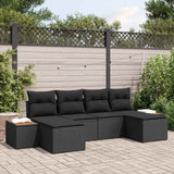 Garden Sofa Set with Cushion 6 pcs Black Poly Rattan