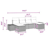 Garden Sofa Set with Cushion 6 pcs Black Poly Rattan - Low Angle