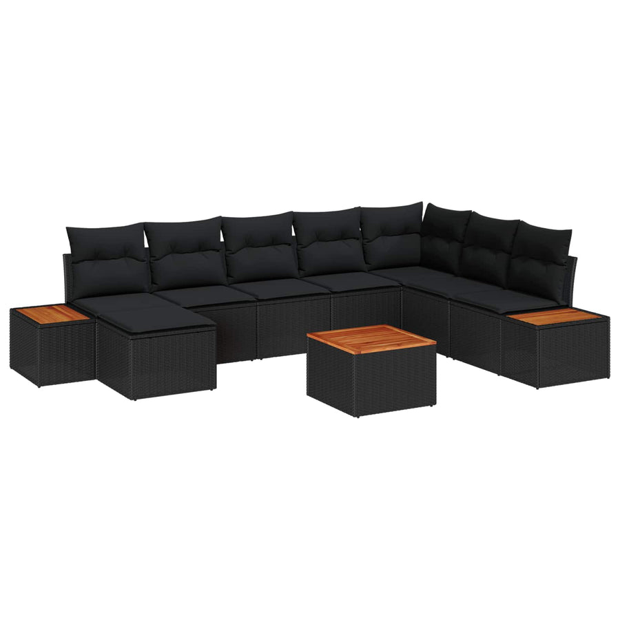 Garden Sofa Set 9 pcs Black Poly rattan