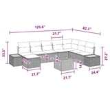 Garden Sofa Set with Cushion 9 pcs Black Poly Rattan - Extra Image