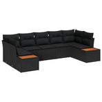 Garden Sofa Set 7 pcs Black Poly Rattan
