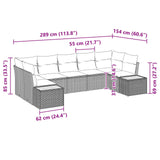 Garden Sofa Set with Cushion 7 pcs Black Poly Rattan - Low Angle