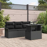 Garden Sofa Set with Cushion 5 pcs Black Poly rattan