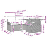 Garden Sofa Set with Cushion 5 pcs Black Poly Rattan