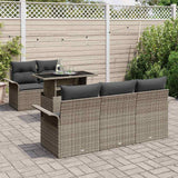 Garden Sofa Set with Cushion 6 pcs Grey Poly Rattan - Side View