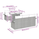 Garden Sofa Set with Cushion 6 pcs Grey Poly Rattan
