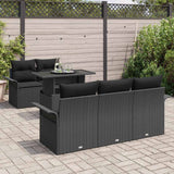 Garden Sofa Set with Cushion 6 pcs Black Poly Rattan - Side View