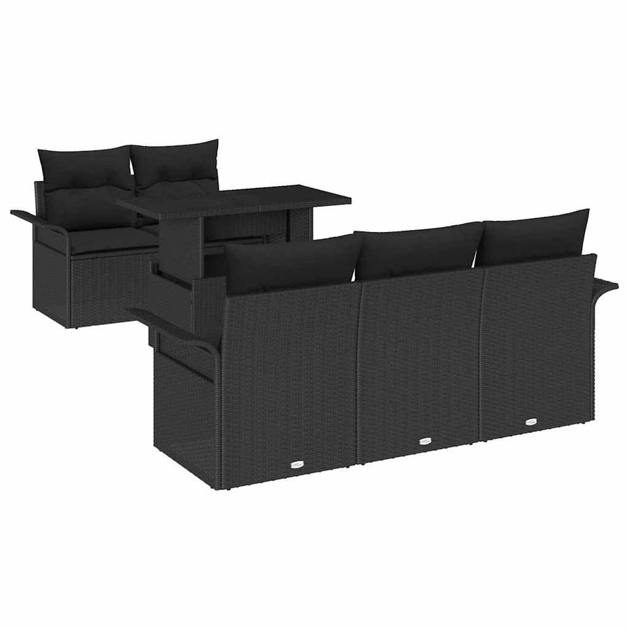 Garden Sofa Set 6 pcs Black Poly Rattan