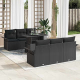 Garden Sofa Set with Cushion 7 pcs Black Poly Rattan