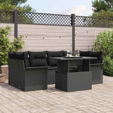 Garden Sofa Set with Cushion 7 pcs Black Poly rattan