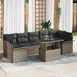 Garden Sofa Set with Cushion 8 pcs Grey Poly Rattan