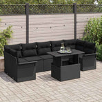 Garden Sofa Set 8 pcs Black Poly Rattan