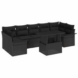 Garden Sofa Set with Cushion 8 pcs Black Poly Rattan