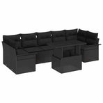 Garden Sofa Set 8 pcs Black Poly Rattan