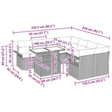 Garden Sofa Set with Cushion 9 pcs Black Poly rattan - Extra Image