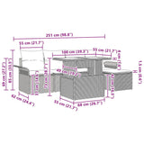 Garden Sofa Set with Cushion 6 pcs Grey Poly Rattan - Extra Image