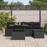 Garden Sofa Set with Cushion 6 pcs Black Poly Rattan - Side View