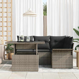 Garden Sofa Set with Cushion 5 pcs Grey Poly rattan - Side View