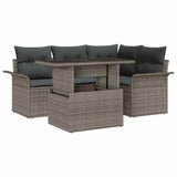 Garden Sofa Set with Cushion 5 pcs Grey Poly rattan - Front View