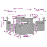 Garden Sofa Set with Cushion 5 pcs Grey Poly rattan - Extra Image