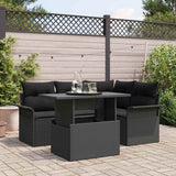 Garden Sofa Set with Cushion 5 pcs Black Poly rattan