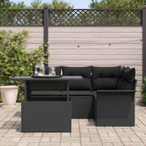 Garden Sofa Set with Cushion 5 pcs Black Poly rattan