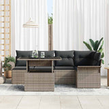 Garden Sofa Set with Cushion 6 pcs Grey Poly Rattan - Side View