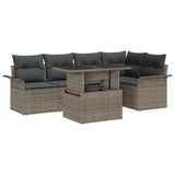 Garden Sofa Set with Cushion 6 pcs Grey Poly Rattan - Front View