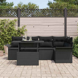 Garden Sofa Set with Cushion 6 pcs Black Poly Rattan - Side View