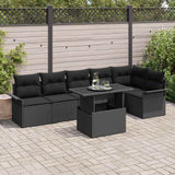 Garden Sofa Set 7 pcs Black Poly Rattan