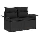 Garden Sofa Set with Cushion 7 pcs Black Poly rattan - Top-Down View