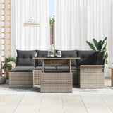 Garden Sofa Set with Cushion 7 pcs Grey Poly rattan - Side View