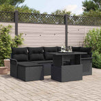 Garden Sofa Set 7 pcs Black Poly rattan