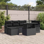 Garden Sofa Set 7 pcs Black Poly rattan