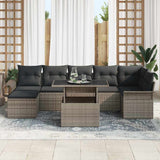 Garden Sofa Set with Cushion 8 pcs Grey Poly rattan - Side View
