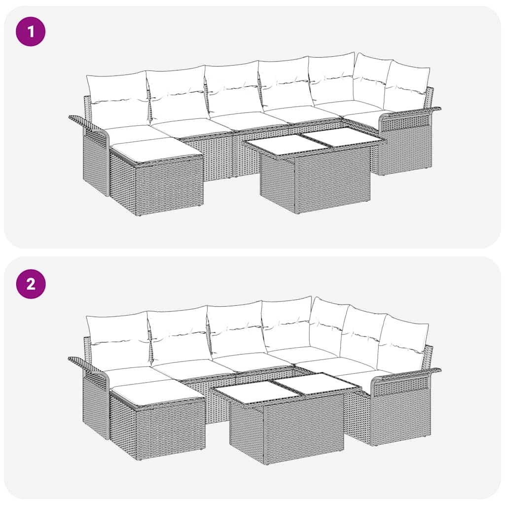 Garden Sofa Set with Cushion 8 pcs Grey Poly rattan